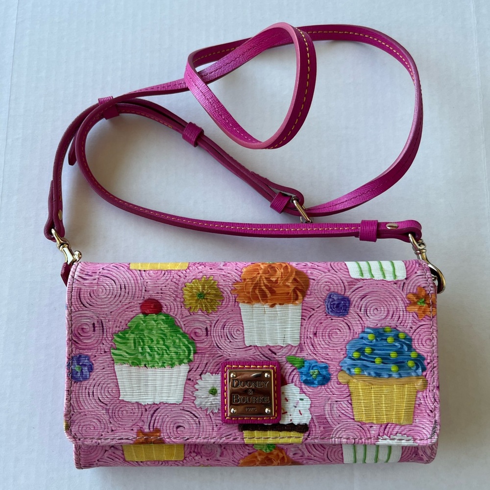 Dooney & Bourke Pink Cupcake Pattern Crossbody Bag
